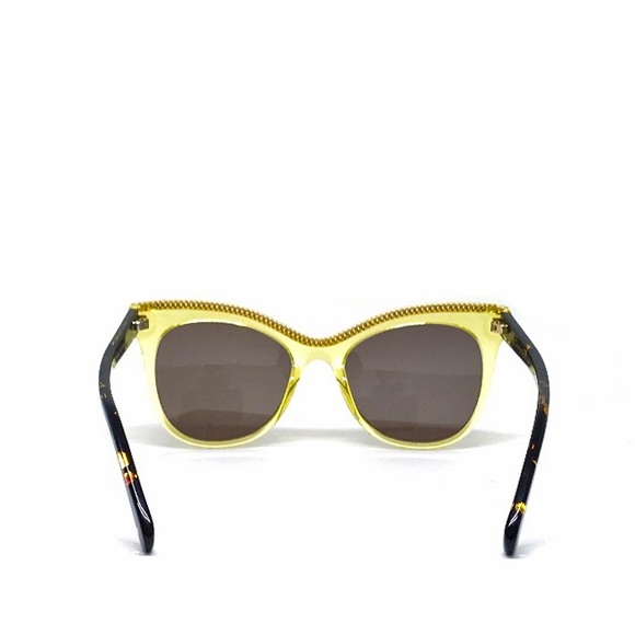 STELLA MCCARTNEY Cat Eye SC0129S Sunglasses NWT 004 Yellow Gld Brn